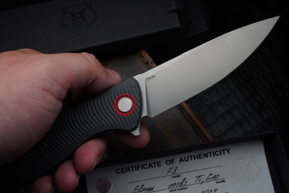 Shirogorov F3 (Elmax, G10 grey, red accents, MRBS)