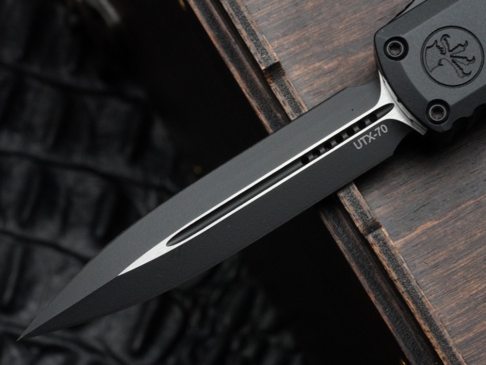 Microtech UTX-70 Gen IV Tactical w/ Black Handle & D/E Black M390MK 11474-1T