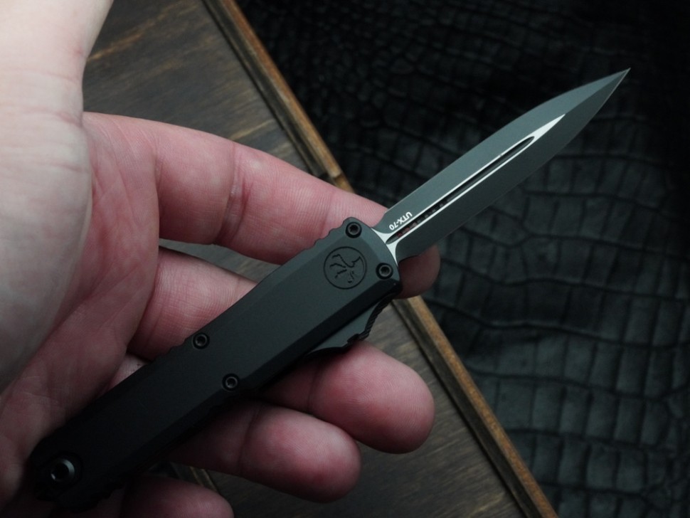 Microtech UTX-70 Gen IV Tactical w/ Black Handle & D/E Black M390MK 11474-1T