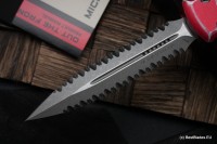 Microtech Ultratech Double Edge Double Full Serrated Apocalyptic &amp; Distressed Red 122-D12DRD