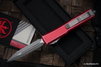 Microtech Ultratech Double Edge Double Full Serrated Apocalyptic &amp; Distressed Red 122-D12DRD