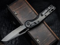 Microtech Marfione Select MSI RAM LOK DLC Slab Side Titanium Handles w/ DLC Accents &amp; DLC Part Serrated M390MK 210-2DLCTMS1