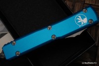 Microtech Ultratech Double Edge Double Full Serrated Apocalyptic &amp; Blue 122-D12APBL