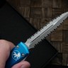 Microtech Ultratech Double Edge Double Full Serrated Apocalyptic & Blue 122-D12APBL