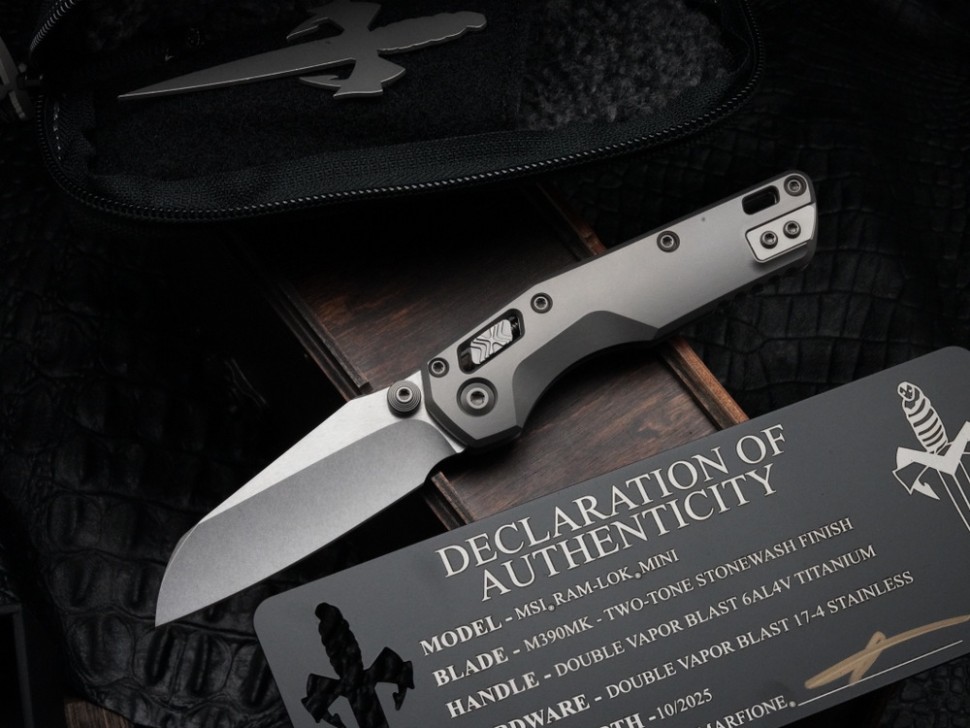 Marfione Custom MSI RAM LOK Mini Double Vapor Blast Titanium Handles w/ Double Vapor Accents & Two Tone Stonewash M390MK