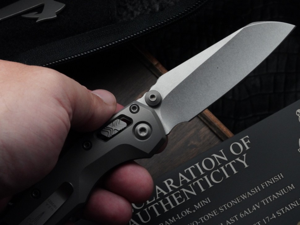 Marfione Custom MSI RAM LOK Mini Double Vapor Blast Titanium Handles w/ Double Vapor Accents & Two Tone Stonewash M390MK