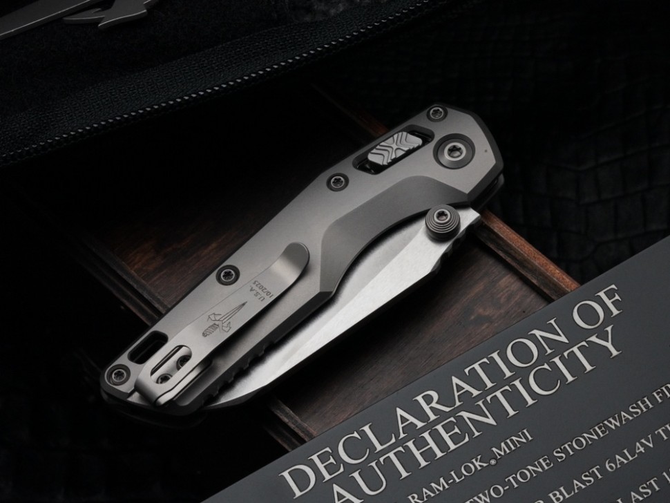 Marfione Custom MSI RAM LOK Mini Double Vapor Blast Titanium Handles w/ Double Vapor Accents & Two Tone Stonewash M390MK