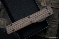 Microtech Ultratech Tan Frag G-10 Top Tactical Standard &amp; Double Edge Full Serrated Signature Series 122-3FRGTTAS