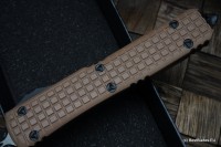 Microtech Ultratech Tan Frag G-10 Top Tactical Standard &amp; Double Edge Full Serrated Signature Series 122-3FRGTTAS