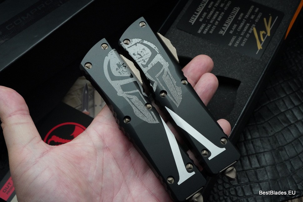 #66 Microtech Combat Troodon Molon Labe Hellhound & Warhound Set Signature Series Bronze Apocalyptic Standard 219-13SETMLS