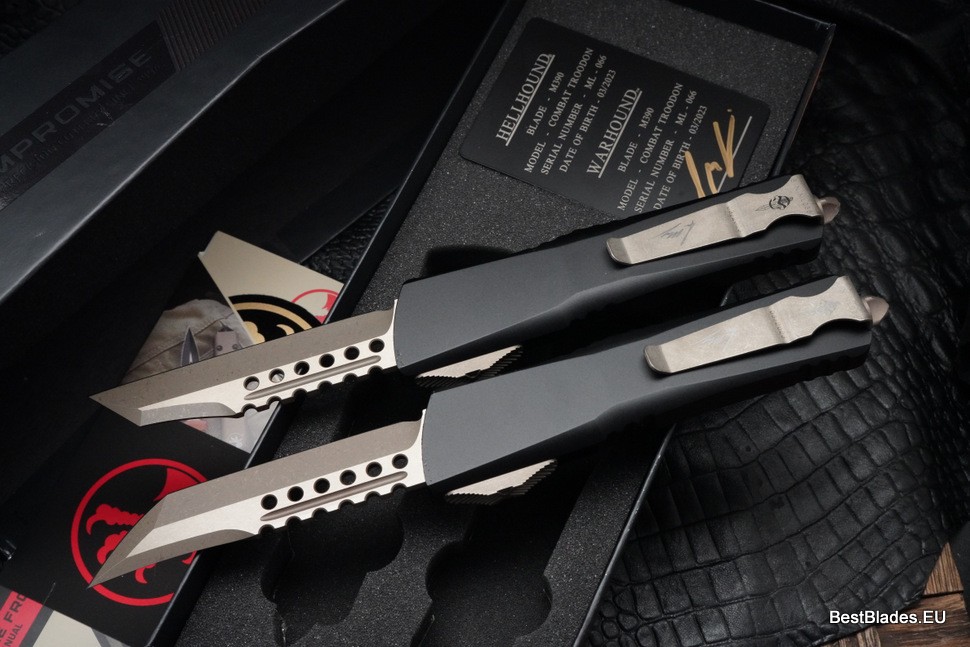 #66 Microtech Combat Troodon Molon Labe Hellhound & Warhound Set Signature Series Bronze Apocalyptic Standard 219-13SETMLS
