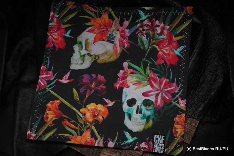 CKF EDC hank cotton+microsuede Skull and Flowers