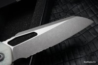 Microtech Knives MSI RAM LOK White Polymer Injection Molded &amp; Apocalyptic Partial Serrated M390MK 210T-11APPMWH