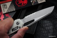 Microtech Knives MSI RAM LOK White Polymer Injection Molded &amp; Apocalyptic Partial Serrated M390MK 210T-11APPMWH