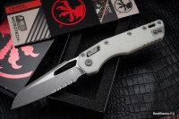 Microtech Knives MSI RAM LOK White Polymer Injection Molded &amp; Apocalyptic Partial Serrated M390MK 210T-11APPMWH