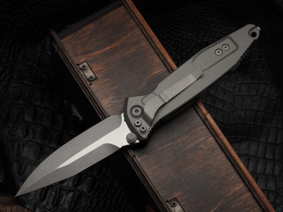 Microtech Socom Elite Manual Spear Point Apocalyptic Natural Clear Signature Series 160-10APNCSS