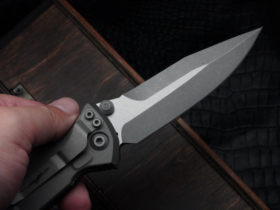 Microtech Socom Elite Manual Spear Point Apocalyptic Natural Clear Signature Series 160-10APNCSS