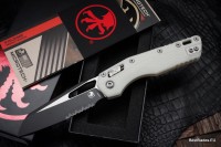 Microtech Knives MSI RAM LOK White Polymer &amp; Black Partial Serrated M390MK 210T-2PMWH