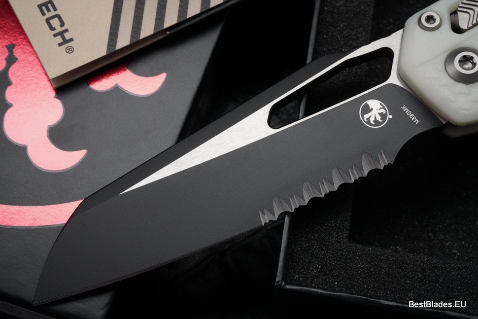 Microtech Knives MSI RAM LOK White Polymer & Black Partial Serrated M390MK 210T-2PMWH