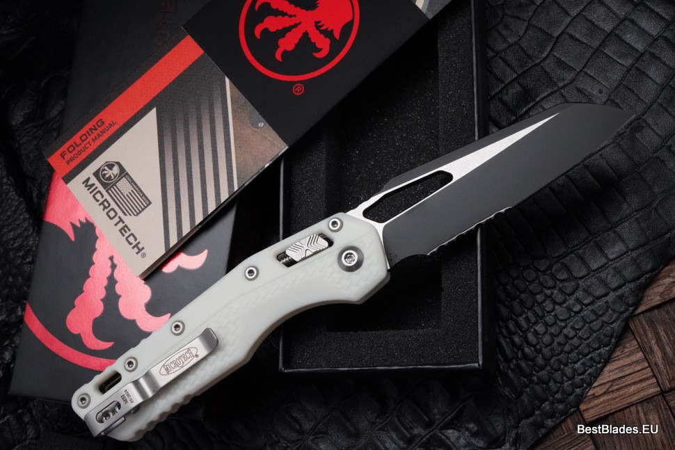Microtech Knives MSI RAM LOK White Polymer & Black Partial Serrated M390MK 210T-2PMWH