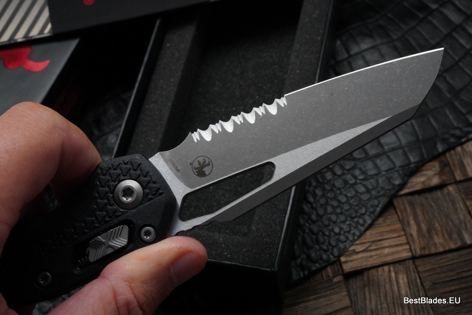 Microtech Knives MSI RAM LOK Black Polymer Injection Molded & Apocalyptic Partial Serrated M390MK 210T-11APPMBK
