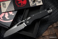 Microtech Knives MSI RAM LOK Black Polymer Injection Molded &amp; Apocalyptic Partial Serrated M390MK 210T-11APPMBK