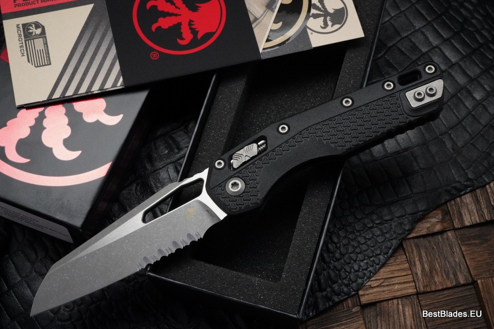 Microtech Knives MSI RAM LOK Black Polymer Injection Molded & Apocalyptic Partial Serrated M390MK 210T-11APPMBK