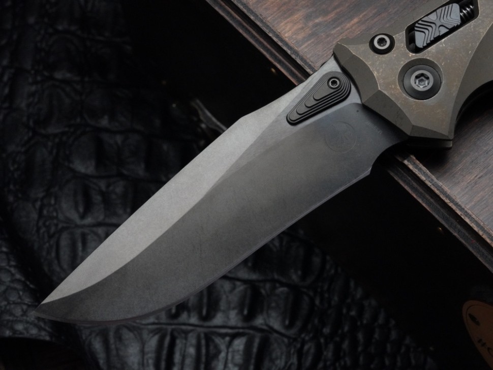 Microtech Marfione Select Amphibian RAM LOK Antique Bronze Frag Titanium Handles & DLC M390MK & DLC Accents 137RL-1DLCTFRMS1