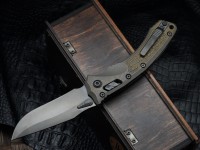 Microtech Marfione Select Amphibian RAM LOK Antique Bronze Frag Titanium Handles &amp; DLC M390MK &amp; DLC Accents 137RL-1DLCTFRMS1