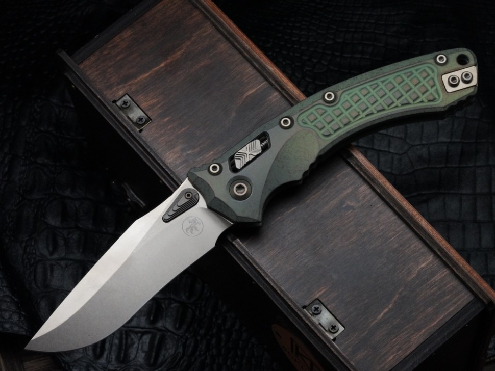 Microtech Marfione Select Amphibian RAM LOK Antique Green Frag Titanium Handles & Bronze M390MK & Bronzed Accents 137RL-13FRMS1