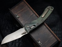 Microtech Marfione Select Amphibian RAM LOK Antique Green Frag Titanium Handles &amp; Bronze M390MK &amp; Bronzed Accents 137RL-13FRMS1
