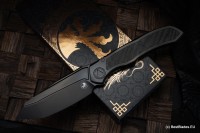 Microtech ANAX Titanium DLC Tanto M390 &amp; Carbon Fiber Inlay 191C-1DLCTCFITI
