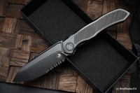Microtech ANAX Titanium DLC Tanto Partial Serrated M390 &amp; Carbon Fiber Inlay 191C-2DLCTCFITI