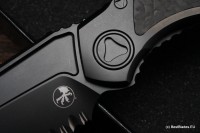 Microtech ANAX Titanium DLC Tanto Partial Serrated M390 &amp; Carbon Fiber Inlay 191C-2DLCTCFITI