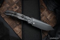 Microtech ANAX Titanium DLC Tanto Partial Serrated M390 &amp; Carbon Fiber Inlay 191C-2DLCTCFITI