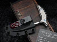 Microtech &amp; Bastinelli Bee Marfione Select Stonewash w/ Stonewash Handles &amp; Blue Hardware 218-10MS3