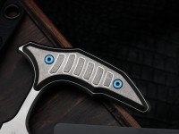 Microtech &amp; Bastinelli Bee Marfione Select Stonewash w/ Stonewash Handles &amp; Blue Hardware 218-10MS3