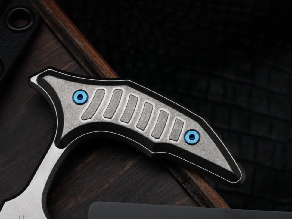 Microtech & Bastinelli Bee Marfione Select Stonewash w/ Stonewash Handles & Blue Hardware 218-10MS3