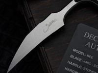 Microtech &amp; Bastinelli Bee Marfione Select Stonewash w/ Stonewash Handles &amp; Blue Hardware 218-10MS3