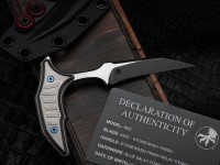 Microtech &amp; Bastinelli Bee Marfione Select Stonewash w/ Stonewash Handles &amp; Blue Hardware 218-10MS3