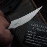 Microtech & Bastinelli Bee Marfione Select Stonewash w/ Stonewash Handles & Blue Hardware 218-10MS3