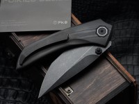 Poikilo Blade Tuna Standard 1 w/ Woodgrain Carbon Fiber Handles &amp; Dark Stonewash M398