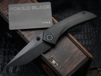 Poikilo Blade Tuna Standard 1 w/ Woodgrain Carbon Fiber Handles &amp; Dark Stonewash M398