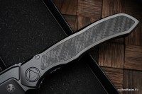 Microtech ANAX Titanium DLC Drop Point M390 Partial Serrated &amp; Carbon Fiber Inlay 190C-2DLCTCFITI