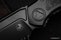 Microtech ANAX Titanium DLC Drop Point M390 Partial Serrated &amp; Carbon Fiber Inlay 190C-2DLCTCFITI