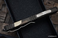 Microtech Ultratech Geo Tan Camo Bronzed Low Polished Double Edge Full Serrated Signature Series 122-15LPGETACS