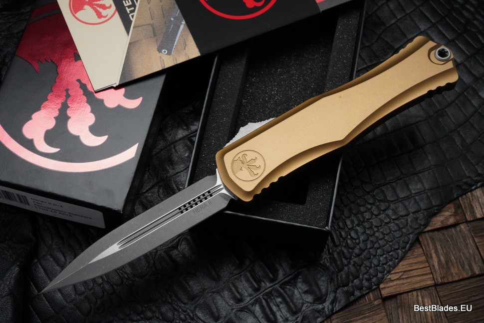 Microtech Knives Hera II Apocalyptic Double Edge w/ Tan Handle 1702-10APTA