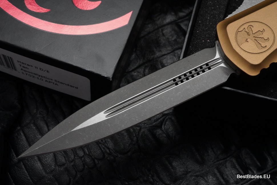 Microtech Knives Hera II Apocalyptic Double Edge w/ Tan Handle 1702-10APTA