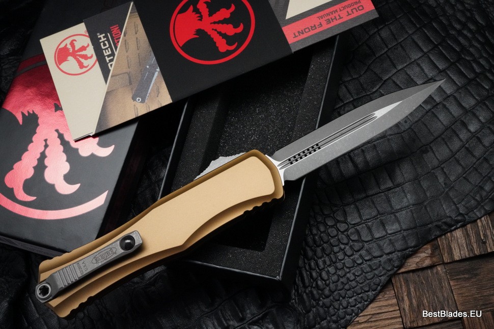 Microtech Knives Hera II Apocalyptic Double Edge w/ Tan Handle 1702-10APTA