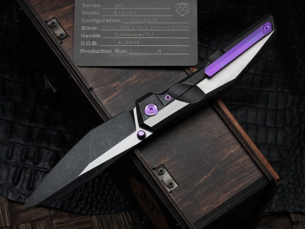 Poikilo Blade Komodo w/ Titanium Handles & Two Tone Dark Stonewash M398